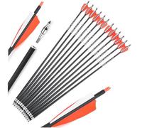 wolfman Flechas de Caza de Carbono con Plumas Reales de 4 Pulgadas, rigidez 500, Puntas roscadas, culatas internas, diámetro Interior 6,2 mm para práctica (Naranja, 12p)