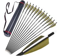 wolfman Flechas de Caza de Carbono con Plumas Reales de 4 Pulgadas, rigidez 500, Puntas roscadas, culatas internas, diámetro Interior 6,2 mm para práctica (Verde Oliva, 24p Set)