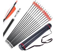 wolfman Flechas de Caza de Carbono con Plumas Reales de 4 Pulgadas, rigidez 500, Puntas roscadas, culatas internas, diámetro Interior 6,2 mm para práctica (Naranja, 24p Set)