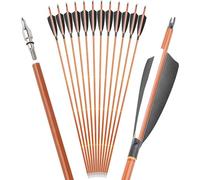 wolfman Lote de 12 Flechas de Carbono Híbrido SP500, con Plumas Naturales de Pavo de 4 Pulgadas - Control Superior para Competiciones de Interior y Exterior (Negro, Blanco)