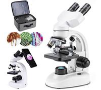 wolfmoutiy Microscopio Binocular Led 40x-6000x/10000x/20000x con Portaobjetos/Bolsa/30 Muestras, Microscopios Compuestos De Laboratorio De Doble IluminacióN para Adultos, NiñOs, Estudiantes,6000X