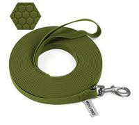 Wolfone 10m Verde Oscuro Impermeable Larga Recall Dog Lead con Mango Antideslizante, Heavy Duty Robusto Entrenamiento Dog Lead para Actividades al Aire Libre