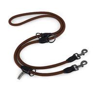 Wolfone Correa para Perros de Doble Extremo, Resistente y Ajustable, Buena para Paseos, Camping, Apta para Perros Grandes, medianos y pequeños, 2,1 m, Color marrón