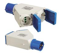 WOLFPACK LINEA PROFESIONAL 19010555 Adaptador Industrial Cetac-schuko Doble 2p con Tapa, Multicolor
