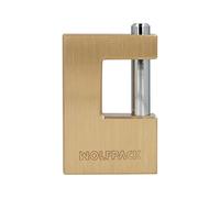 WOLFPACK LINEA PROFESIONAL Candado Cuadrado Latón Persiana Ancho 70 mm. Alta Seguridad, Antirrobo Puertas, Contenedores, Trasteros, 2 Llaves