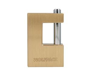 WOLFPACK LINEA PROFESIONAL Candado Cuadrado Latón Persiana Ancho 70 mm. Alta Seguridad, Antirrobo Puertas, Contenedores, Trasteros, 2 Llaves