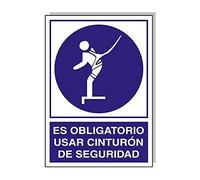 WOLFPACK LINEA PROFESIONAL - Cartel Uso Obligatorio Cinturon Seguridad 30x21 cm.