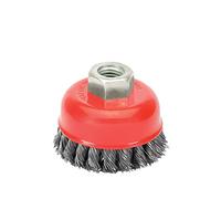 WOLFPACK LINEA PROFESIONAL - Cepillo Taza Con Alambre De Acero Trenzado Rosca M14, Ø 75 mm. Alambre de Ø 0,50 mm.