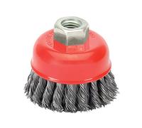 WOLFPACK LINEA PROFESIONAL - Cepillo Taza Con Alambre De Acero Trenzado Rosca M14, Ø 100 mm. Alambre de Ø 0,50 mm.