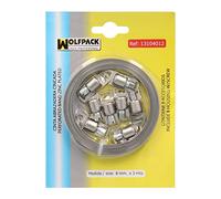 WOLFPACK LINEA PROFESIONAL Cinta Abrazadera cortar Zincada 8 mm. x 3 m. con 8 tornillos Abrazadera Metalica de Tornillo, Abrazadera Sin Fin
