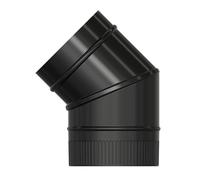 WOLFPACK LINEA PROFESIONAL Codo Estufa Liso Negro Vitrificado Ø 150 mm. 45°