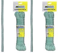 WOLFPACK LINEA PROFESIONAL - Cuerda Trenzada Polipropileno Blanca/Verde (Madeja 25 m.) (Paquete de 2)