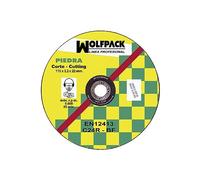 WOLFPACK LINEA PROFESIONAL Disco Corte Abrasivo Piedra Ø 115 x Ø 22 mm. Espesor 3,2 mm. Disco Radial/Amoladora Universal Con Todas Las Amoladoras.