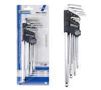 WOLFPACK LINEA PROFESIONAL - Juego Llaves Allen Larga 9 Piezas Con Bola