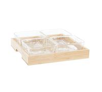WOLFPACK LINEA PROFESIONAL S3041407 Tabla Aperitivo Set 5 Cristal Bambu, Multicolor, Estándar