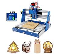 WolfPawn Máquina enrutadora CNC 3018 azul de aluminio con parada de emergencia de 3 ejes de grabado de 3 ejes para madera, acrílico, PVC, plástico, área de trabajo (11.8 x 7.1 x 2.4 pulgadas) (con