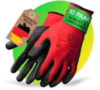 WOLFSFELLER 10 pares de guantes de trabajo para hombre, talla 8, guantes de trabajo para mujer, guantes de jardinería, guantes mecánicos para hombre, con revestimiento de látex resistente