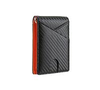 WolFum Billetera de fibra de carbono con clip de dinero para hombre, billetera de piel auténtica, portatarjetas para tarjetas de crédito de negocios, mini carteras para hombres (color: B, tamaño: 11 x