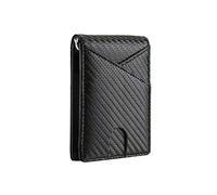 WolFum Billetera de fibra de carbono con clip de dinero para hombre, billetera de piel auténtica, portatarjetas para tarjetas de crédito de negocios, mini carteras para hombres (color: B, tamaño: 11 x