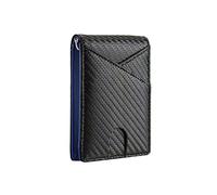 WolFum Billetera de fibra de carbono con clip de dinero para hombre, billetera de piel auténtica, portatarjetas para tarjetas de crédito de negocios, mini carteras para hombres (color: B, tamaño: 11 x