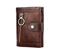WolFum Cartera antirrobo RFID de triple pliegue para múltiples tarjetas espaciales Crazy Horse de cuero para hombre (color: paquete de 3, tamaño: como se muestra en la imagen), Paquete de 3 unidades.,