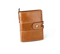 WolFum Cartera antirrobo RFID para hombre con hebilla de cuero retro de cuero vacuno para hombre (color: D, tamaño: como se muestra en la imagen), Plateado, As shown in the picture