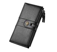 WolFum Cartera con cremallera para hombre, monedero masculino, retro, de mano, para teléfono, bolsa de dinero con cerrojo (color: A, tamaño: talla única), a, Talla única