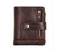 WolFum Cartera de cuero casual para hombre, billetera plegable corta, billetera con bolsillo para monedas, cremallera para hombre (color: A, tamaño: talla única), a, Talla única