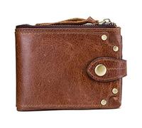 WolFum Cartera de cuero genuino para hombre con cierre y cierre plegable para múltiples tarjetas (color: argento), Plateado