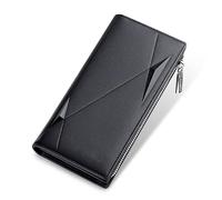 WolFum Cartera de cuero genuino para hombre con cremallera y bolsillo para monedas de negocios, carteras largas para hombre (color: A, tamaño: talla única), a, Talla única