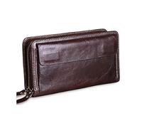 WolFum Cartera de mano de cuero para hombre de gran capacidad para pasaporte, funda para pasaporte, hombres de negocios, prácticos embragues largos (color: A, tamaño: talla única), a, Talla única