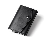 WolFum Cartera de metal de aluminio para tarjetas de crédito, billetera inteligente de poliuretano sintético de tres pliegues (color: B, tamaño: 10 x 7 cm), c, 3.93*2.75inch