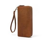 WolFum Cartera larga con cremallera doble para hombre, bolsa para teléfono móvil, cartera de negocios (color: A, tamaño: talla única), a, Talla única