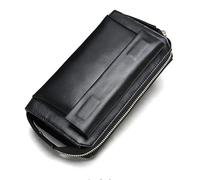 WolFum Cartera larga de cuero para hombre y hombre, cartera portátil grande para monedas, tarjetero, cartera móvil (color: A, tamaño: talla única), a, Talla única