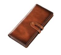 WolFum Cartera larga para hombre, multitarjeta, retro, vertical, con clip para dinero, d, 18.5*2*9.5cm