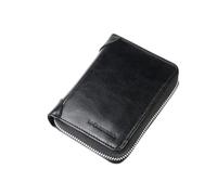 WolFum Cartera para llaves, tarjetero, licencia de conducir, billetera de cuero con cremallera corta para hombre (color: argento, tamaño: 10,6 x 13,6 x 3,5 cm), Plateado, 10.6*13.6*3.5cm