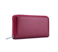 WolFum Cartera para mujer con bloqueo RFID, cartera larga de piel auténtica, monederos para mujer, tarjetero, bolsa de mano de gran capacidad, organizadores de dinero con 36 ranuras para tarjetas,