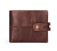 WolFum Carteras casuales para hombre de cuero corto monedero diseño cerrojo cartera de cuero de vaca carteras de embrague masculino (color: marrón), Brown