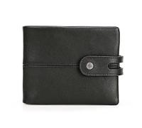 WolFum Carteras casuales para hombre de cuero corto monedero diseño cerrojo cartera de cuero de vaca carteras de embrague masculino (color: marrón), Black