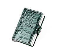 WolFum Funda de aluminio con cepillo antirrobo para hombre, funda para tarjetas de doble escudo de cuero plegable con hebilla (color: paquete de 3, tamaño: como se muestra en la imagen), Black-soul
