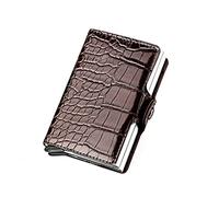 WolFum Funda de aluminio con cepillo antirrobo para hombre, funda para tarjetas de doble escudo de cuero plegable con hebilla (color: paquete de 3, tamaño: como se muestra en la imagen), f, As shown