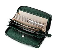 WolFum La primera capa de cuero vacuno para hombres y mujeres bolsa de tarjetas de almacenamiento monedero billete bolsa de embrague cremallera cartera larga (color: paquete de 3, tamaño: como se