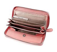 WolFum La primera capa de cuero vacuno para hombres y mujeres bolsa de tarjetas de almacenamiento monedero billete bolsa de embrague cremallera cartera larga (color: paquete de 3, tamaño: como se
