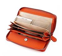 WolFum La primera capa de cuero vacuno para hombres y mujeres bolsa de tarjetas de almacenamiento monedero billete bolsa de embrague cremallera cartera larga (color: paquete de 3, tamaño: como se