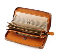 WolFum La primera capa de cuero vacuno para hombres y mujeres bolsa de tarjetas de almacenamiento monedero billete bolsa de embrague cremallera cartera larga (color: paquete de 3, tamaño: como se