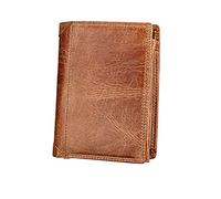 WolFum Mini billetera delgada con bolsillo frontal, minimalista, plegable con bloqueo de piel auténtica (color: D), d, Minimalista