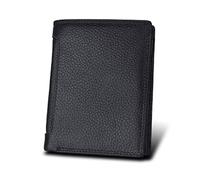 WolFum Mini billetera delgada con bolsillo frontal, minimalista, plegable con bloqueo de piel auténtica (color: D), Plateado