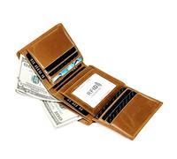 WolFum RFID Cartera de cuero para hombre - Delgado cepillo antirrobo vertical tarjeta de párrafo bolsa para hombre clip corto para dinero (color: D, tamaño: como se muestra en la imagen)