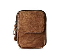 WolFum Riñonera pequeña para hombre, riñonera de piel, impermeable, para negocios, viajes, correr, ciclismo, deportes, color marrón, doble comodidad, marrón a