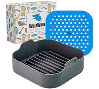 WOLFWAKE 20CM Molde Silicona Freidora de Aire con Alfombrilla Perforada - Accesorios Air Fryer compatible Cecotec 5/5.5/6L, Cosori 4.7/5/5.5/6/6.2L, Moulinex 5L, Philips 6.2L, Horno y Microondas